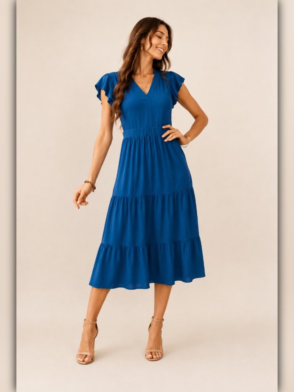 A626 • Aqua Ruffle Tiered Midi Dress